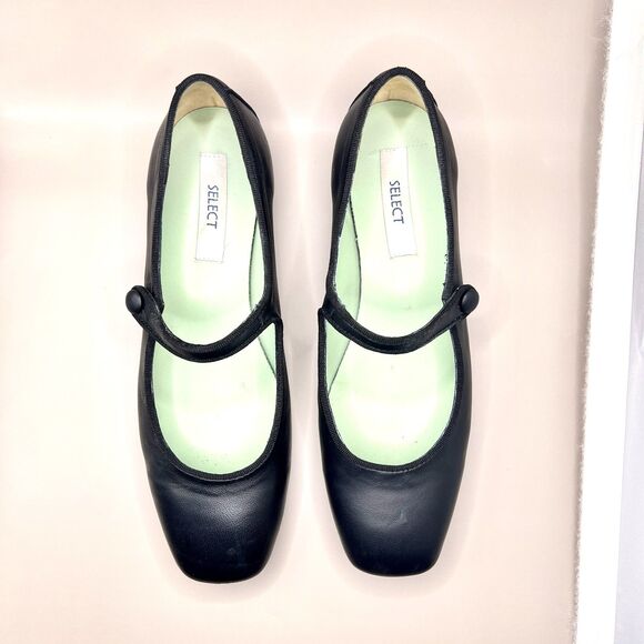 Shoe Inn Mary Jane Black Leather flat shoe 38 7.5 - Picture 7 of 11